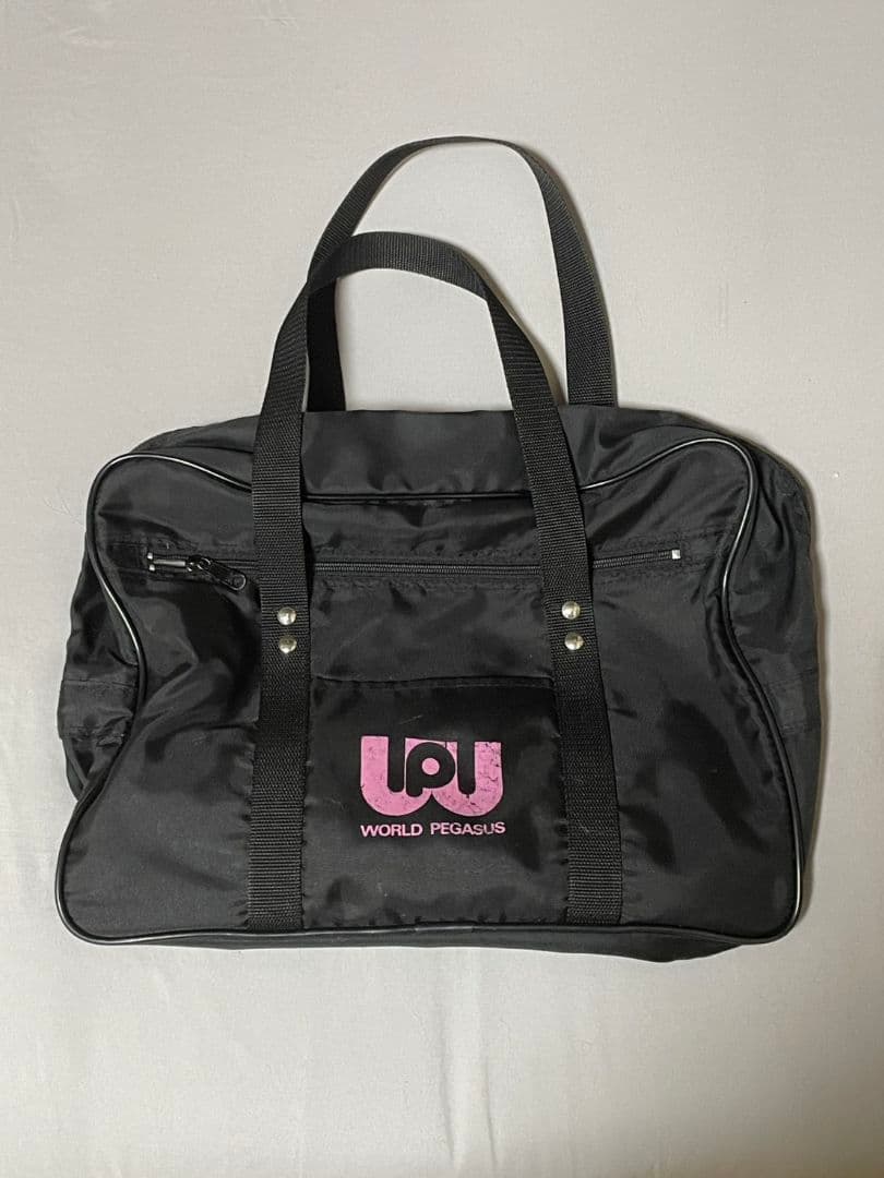 ワールドペガサス　スクールバック 旧ワッペ　黒ピンク 希少品】ワールドペガサス スクールバック 旧ワッペ 黒ピンク 廃盤