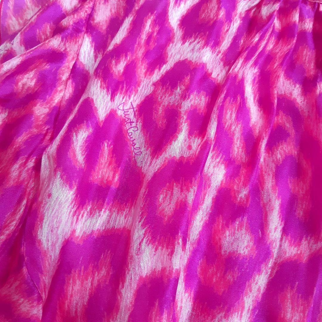 ロベルトカヴァッリ/ジャストカヴァリ 豹柄 アシンメトリー 絹