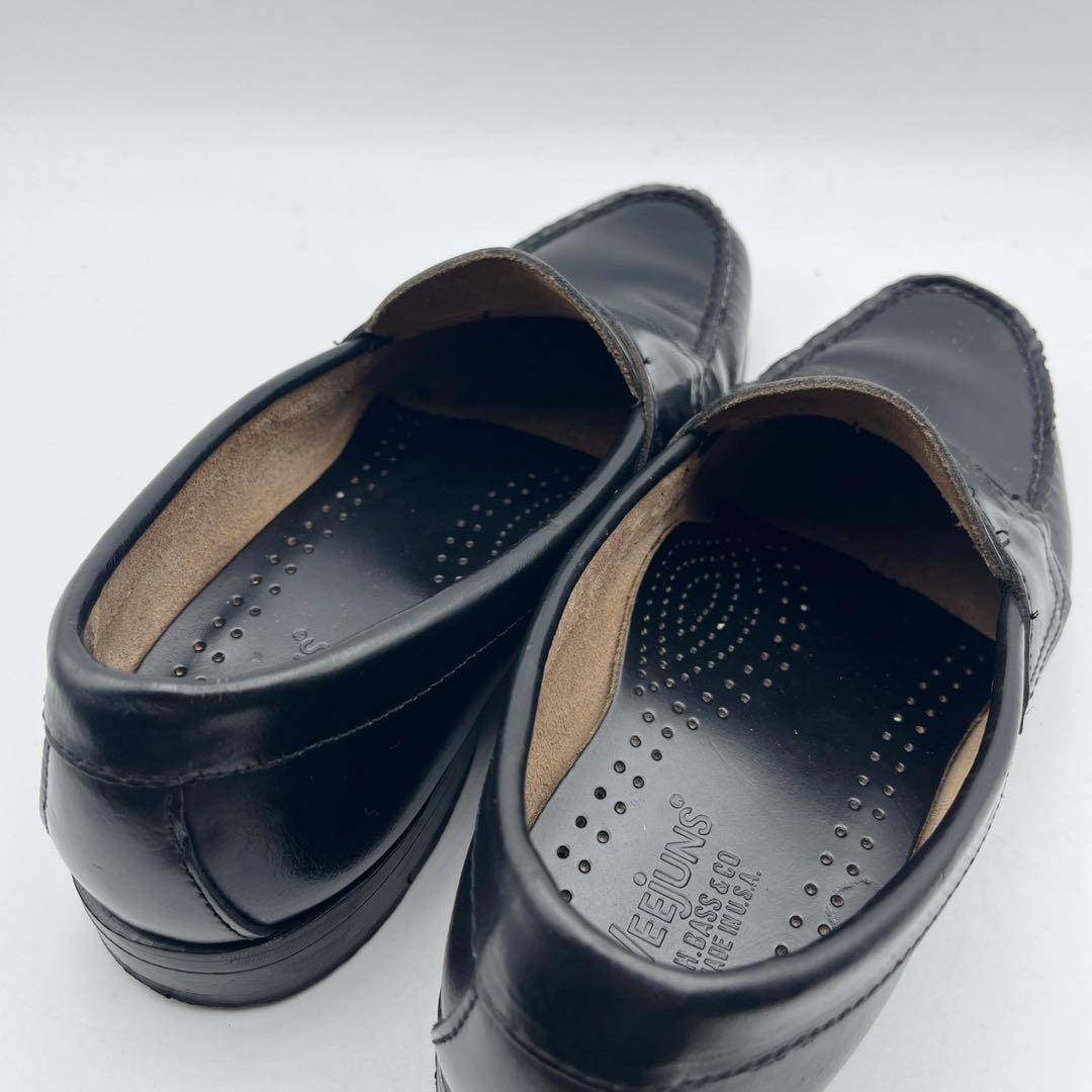 アッパー美品✨ジーエイチバス ローガン ガラスレザー ローファー 黒 6.5D