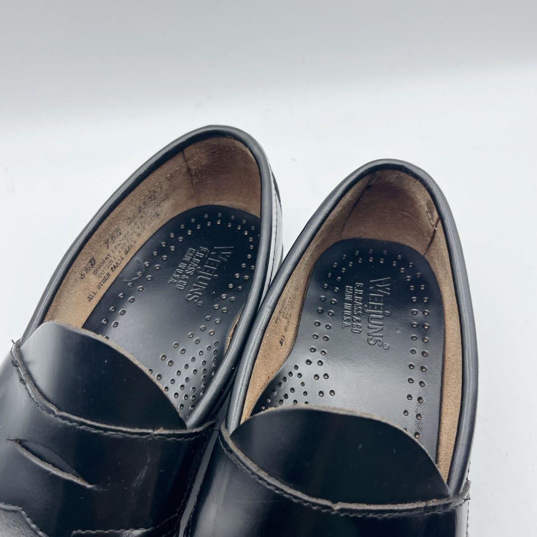 アッパー美品✨ジーエイチバス ローガン ガラスレザー ローファー 黒 6.5D