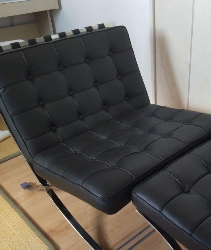 sakバルセロナチェア　リプロダクト　チェア本体 バルセロナチェア リプロダクト 本革 レザー ブラック 黒 デザイナーズ