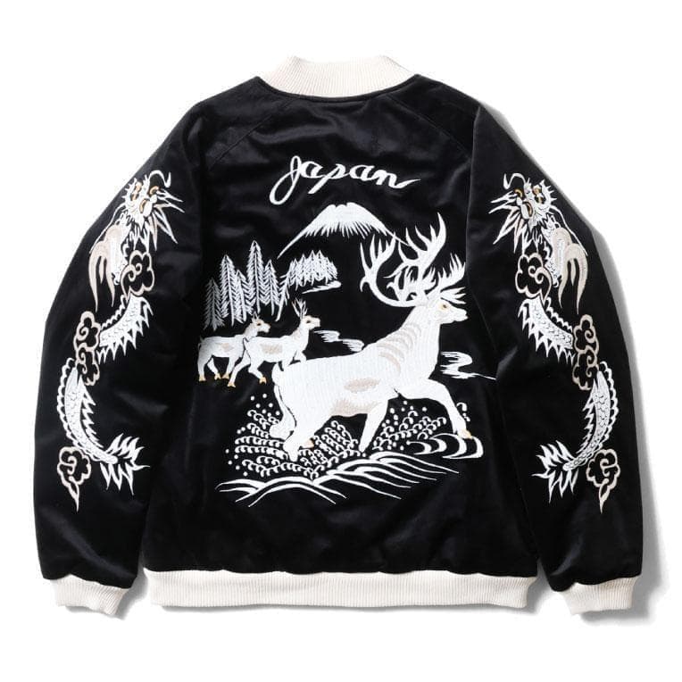 新品＊HOUSTON 別珍 スーベニアジャケット トナカイ柄 ブラック M