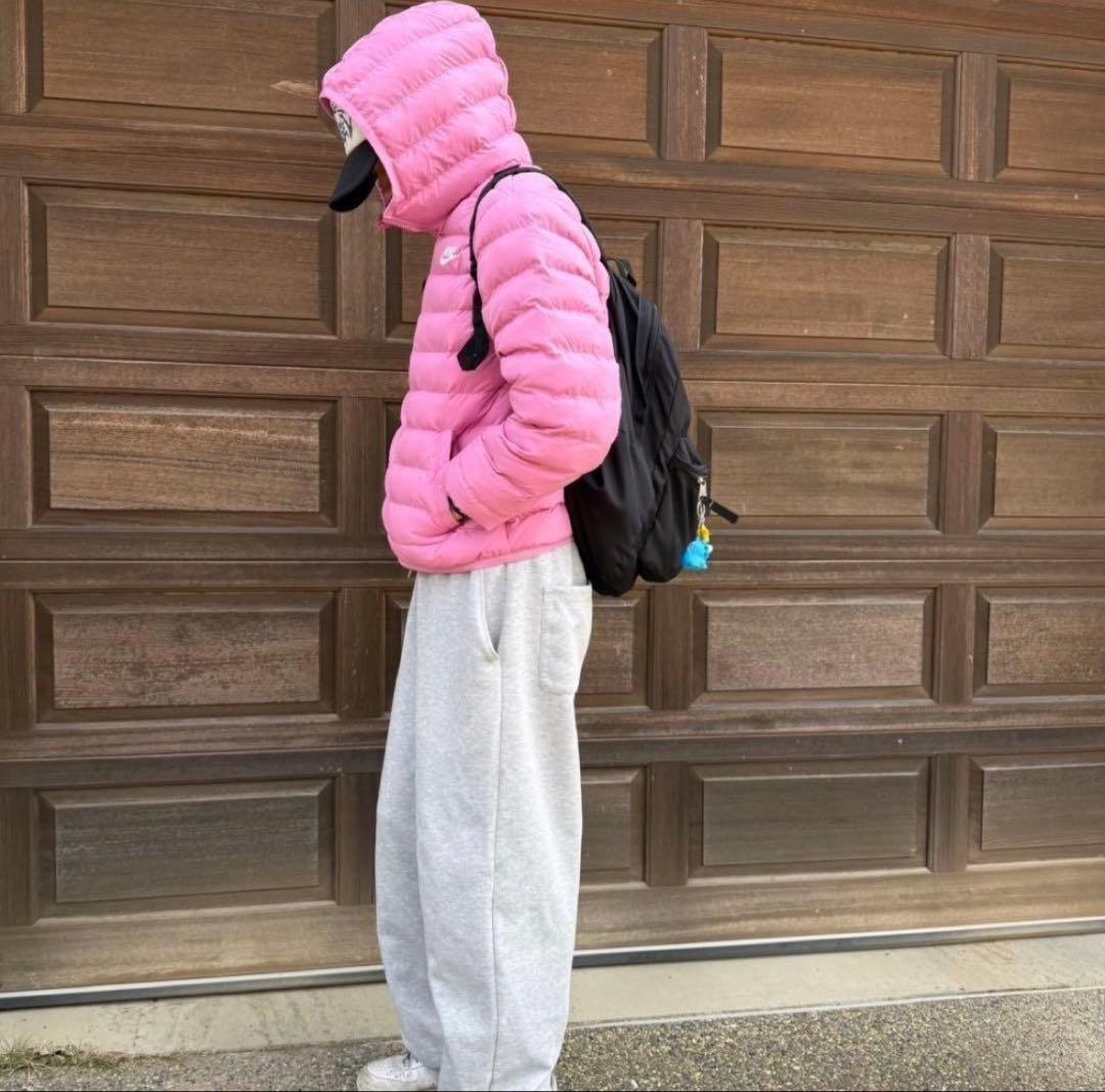 ナイキ ジュニア 中綿 ダウンジャケット ピンク 160 L 短丈 パーカー