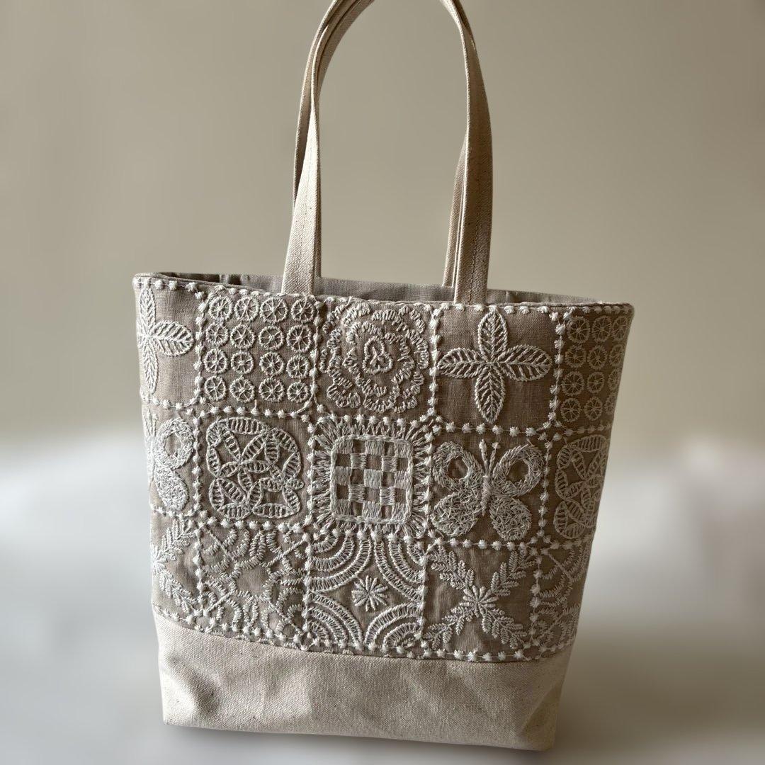 ミナペルホネン 生地使用 hana kaze/forest tileお散歩トート