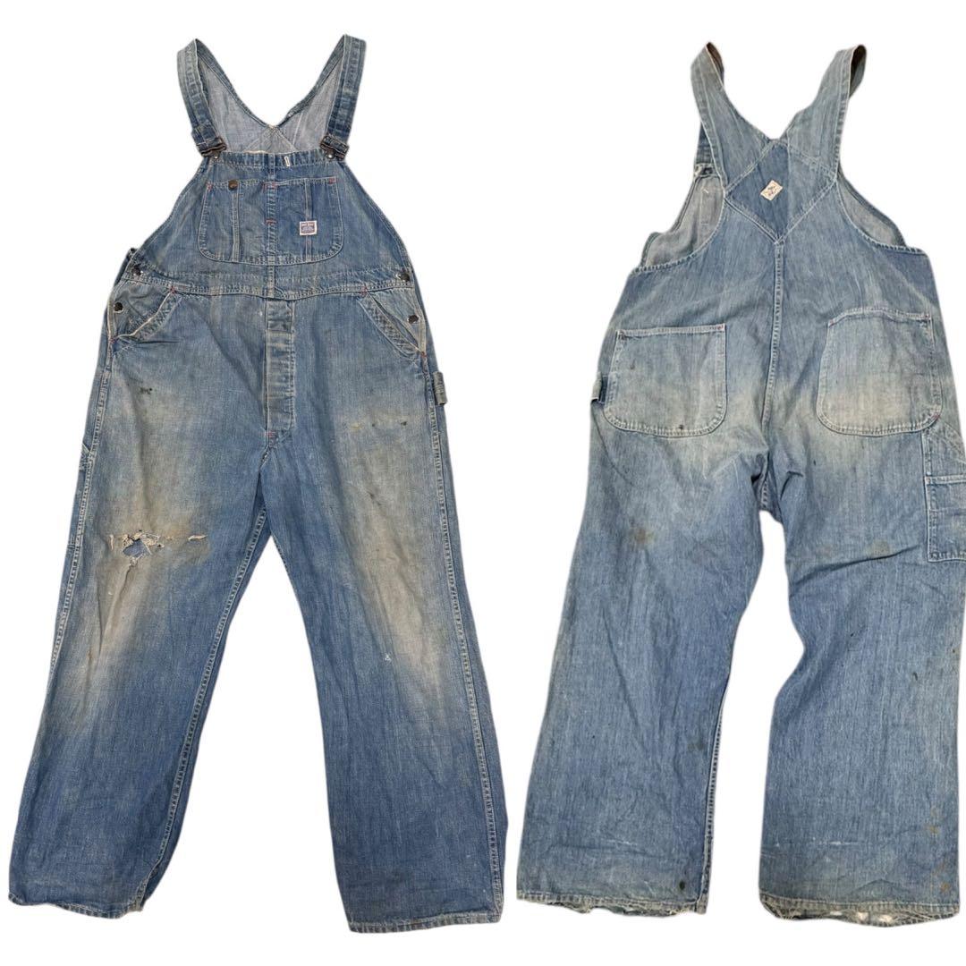 40s PAYDAYオーバーオール W108cm ビンテージ デニム PAYDAY（ペイデイ） フロントオープンオーバーオール 40年代復刻