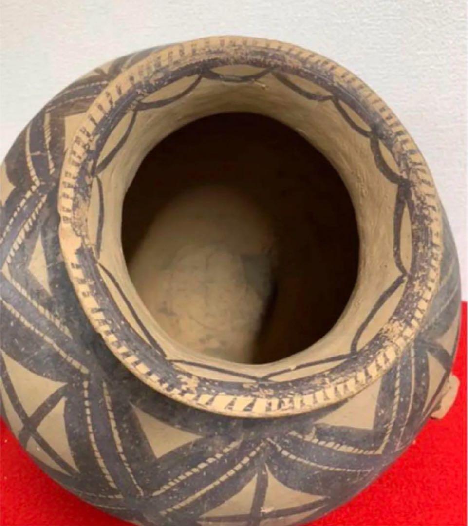 彩陶 【中国彩陶双耳大壷 アンダーソン土器/出土品】紀元前五千年 共箱