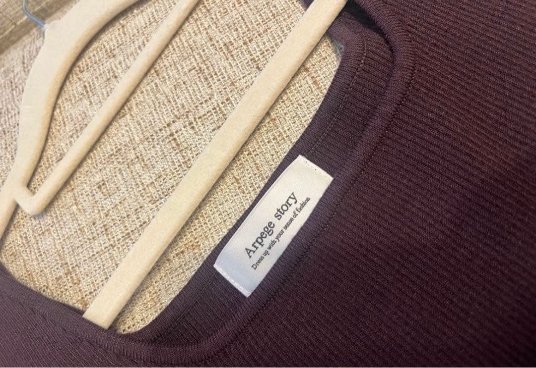 Arpege story ロゴボタンVカーデアンサンブル ブラウン こげ茶 M