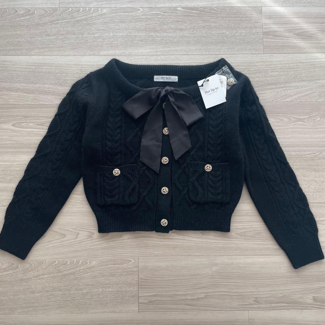 新品】 Aerienne Cable-Knit Ribbon Cardigan - メルカリ