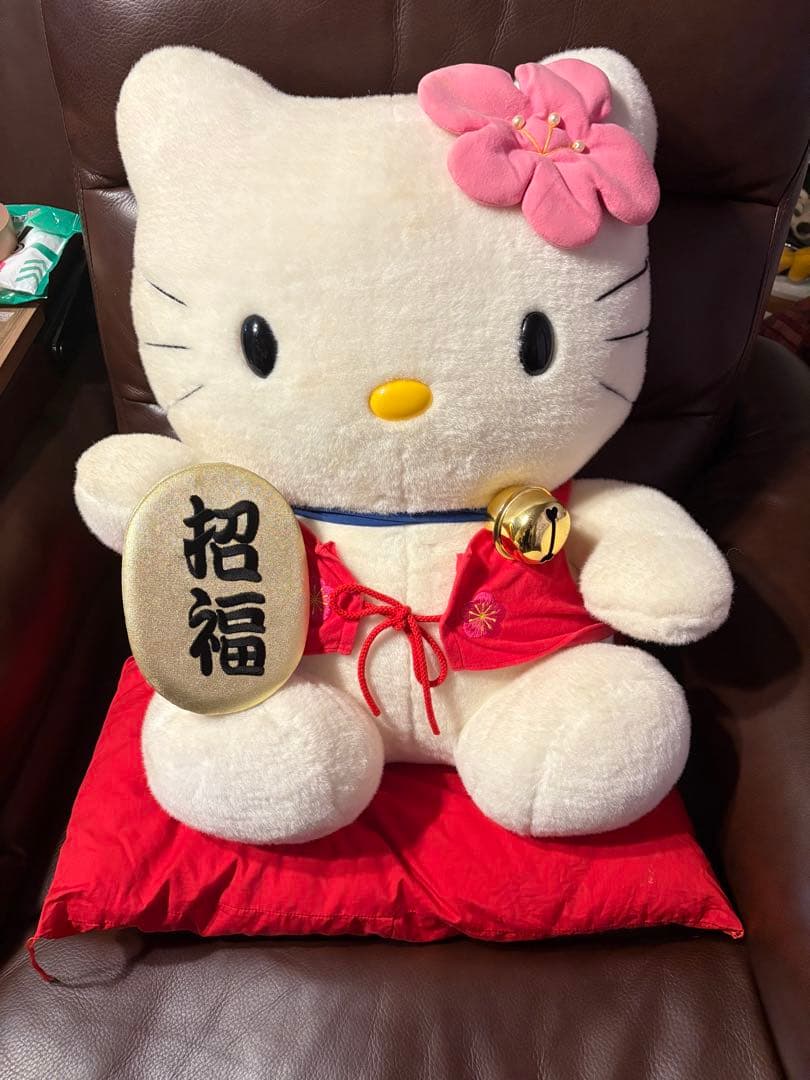 ハローキティ 特大 招き猫 ぬいぐるみ 希少-オブジェの通販