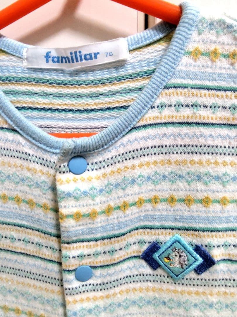familiar ロンパース 70 水色ストライプ 春服 男の子 女の子 - メルカリ