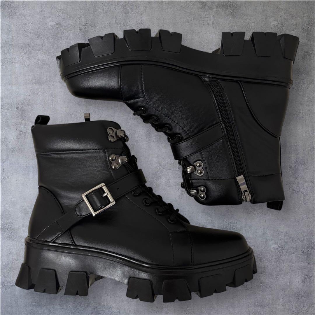 00s archive 厚底 ベルト ワークブーツ トラックソールY2K - メルカリ