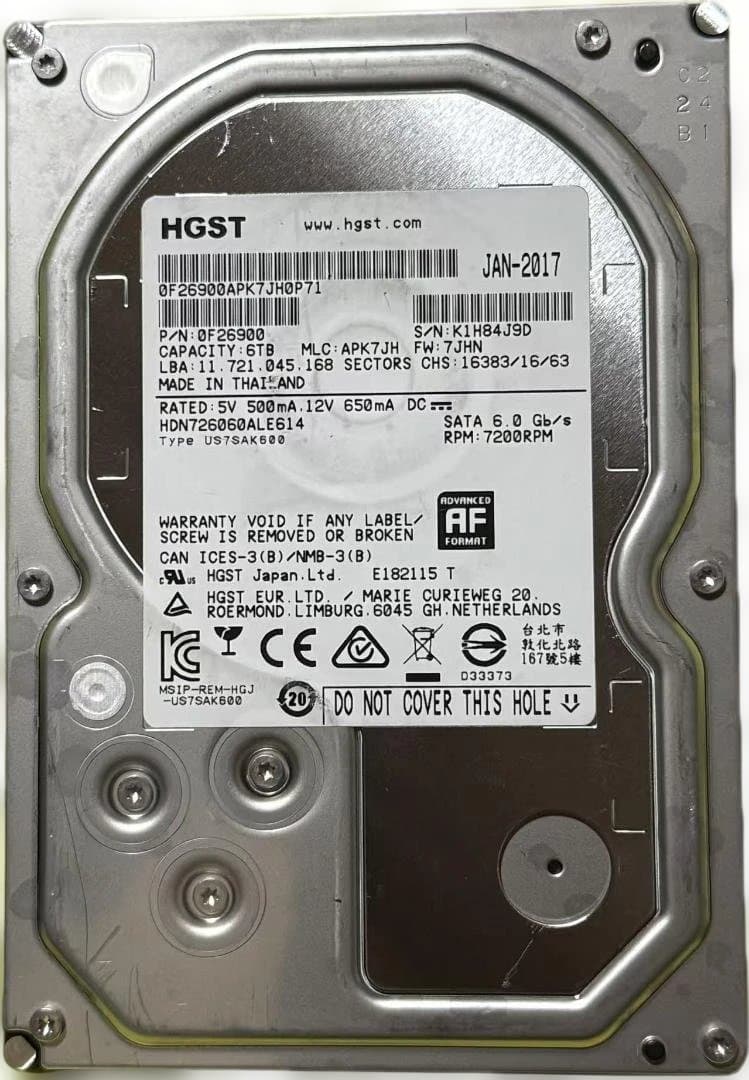 HGST HDN726060ALE614 6TB HDD 011508 - メルカリ