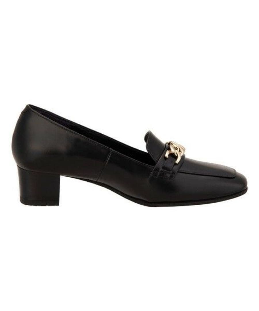 新品　未使用　アシックスブラックローファー ゴールドチェーン装飾　24.5cm