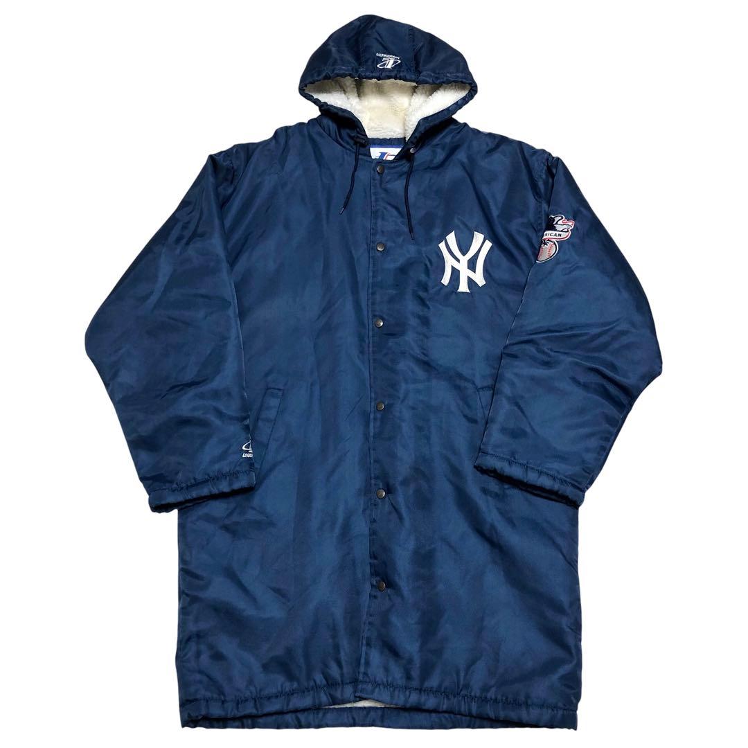 MLB NY ヤンキース ベンチコート 裏ボア 刺繍 デカロゴ Lサイズ - メルカリ