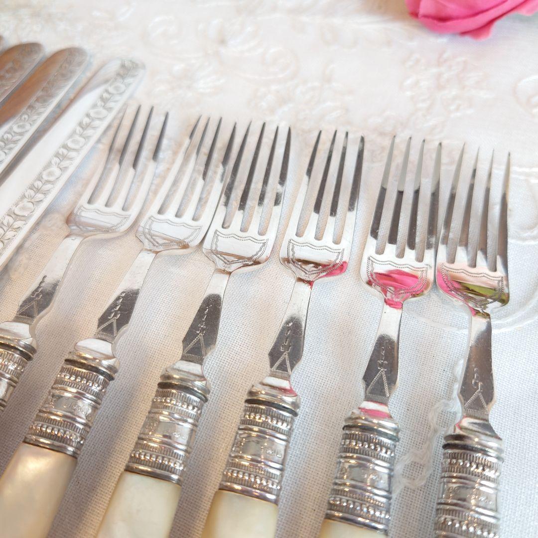 白蝶貝 カトラリーセット 純銀 マザーオブパール ナイフ フォーク