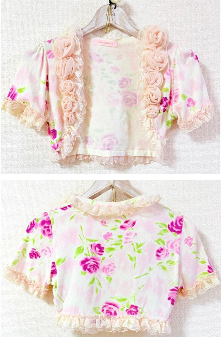 ジーザスディアマンテ ぼかし薔薇柄ボレロ フリルカーディガン 姫系