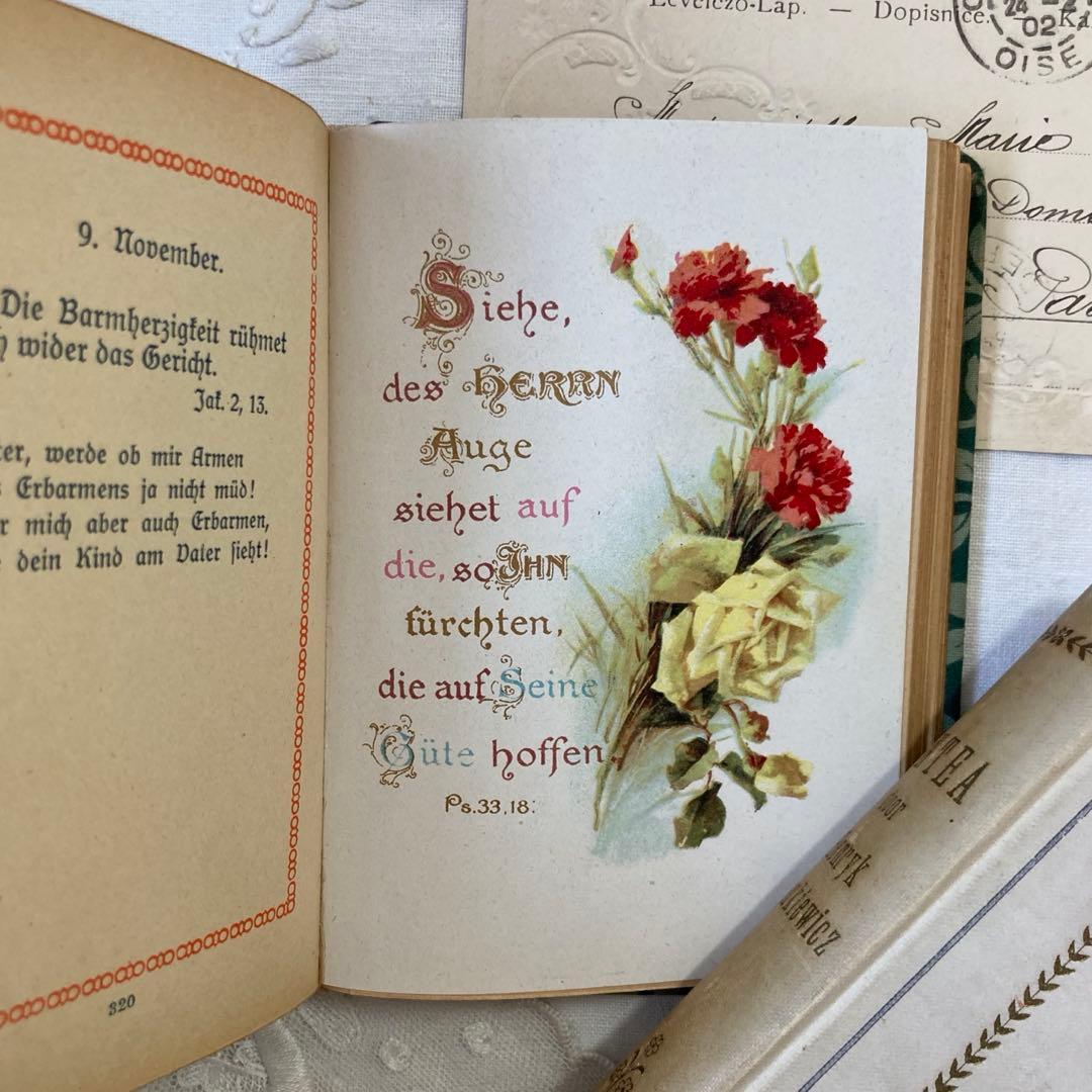 L-865 洋書ドイツアンティーク古書 布張り装丁の美しいメモリアル