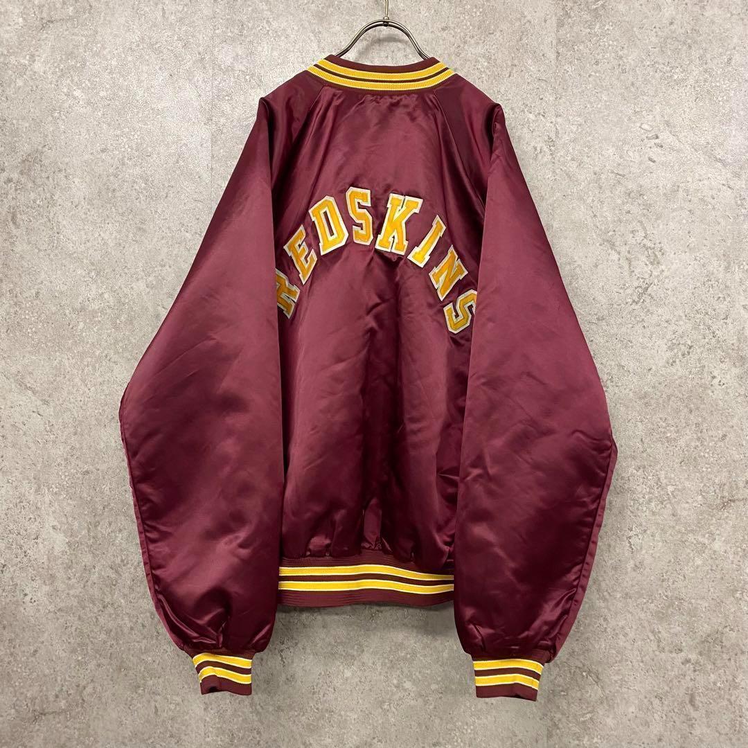 レア古着90s○NFLレッドスキンズ刺繍スタジャン バーガンディー メンズ