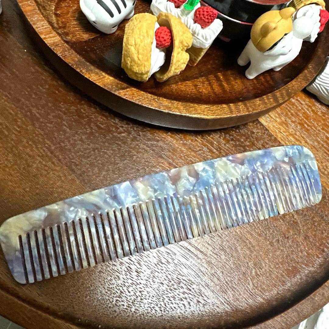 ☆ヘアコーム68アセテート櫛アセチヘアブラシ高級大理石マーブル柄14.5cm紫彩 マーブルコーム マーブル柄 ヘアブラシ レディース ヘアアクセサリー