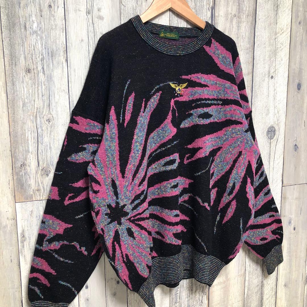 J's ブリヂストンスポーツ ジャンボ尾崎 総柄 セーター ブラック LL