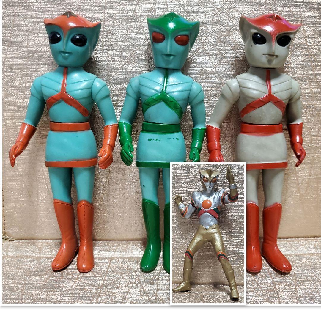 トリプルファイター ブルマァク ミドルソフビ 緑赤橙3体 当時モノ HG