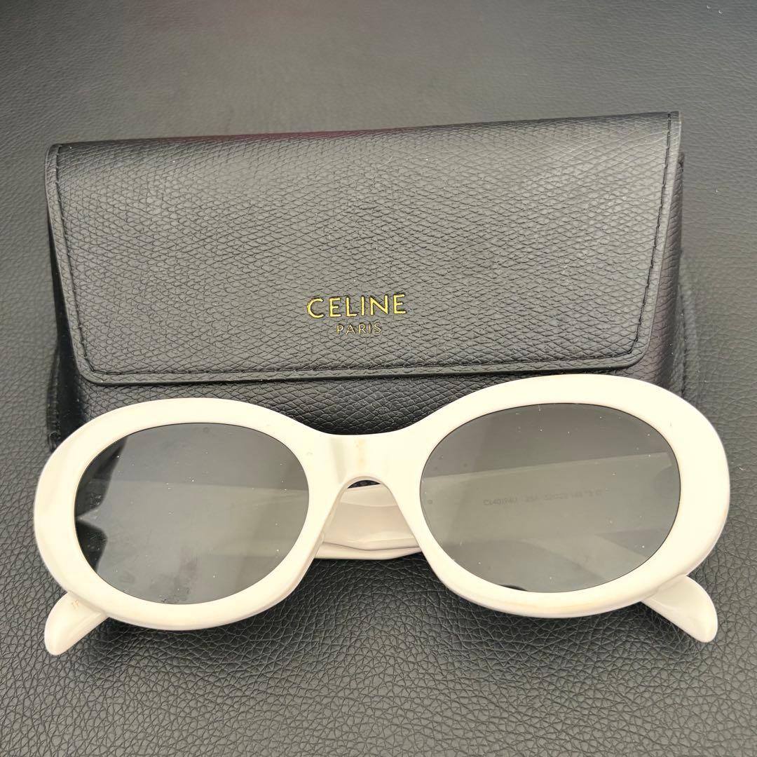 CELINE ホワイト サングラス ケース付き - メルカリ