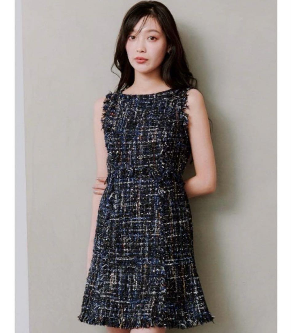 【新品未使用】snidel ツイードミニワンピース　ネイビー　1 ツイードミニワンピース(ミニワンピース)｜ワンピース｜SNIDEL