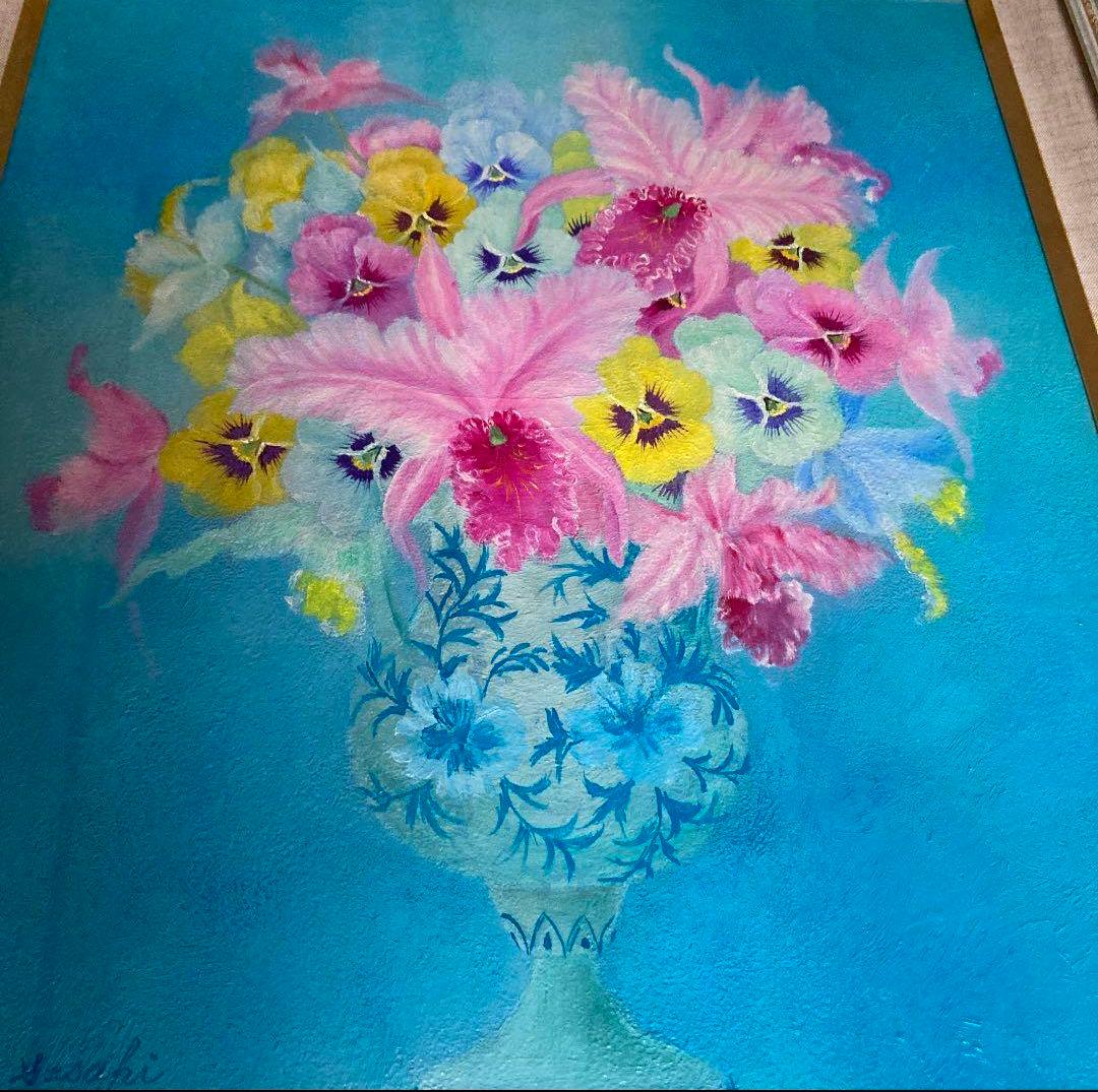 油絵　絵画 　佐々木澄江　花の絵　額入り　日本画家