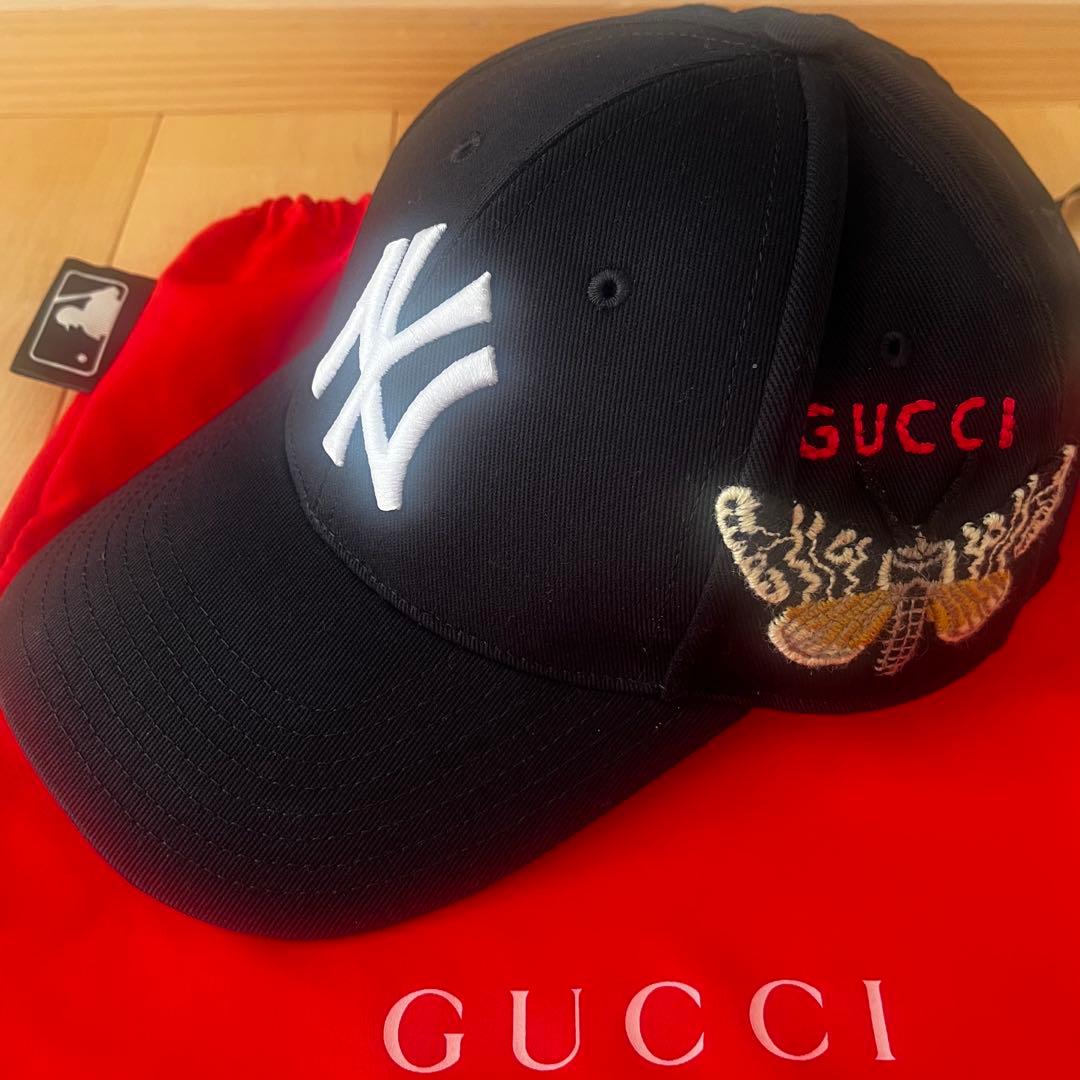 GUCCI ニューエラ ニューヨークヤンキース ロゴキャップ 57-61cm