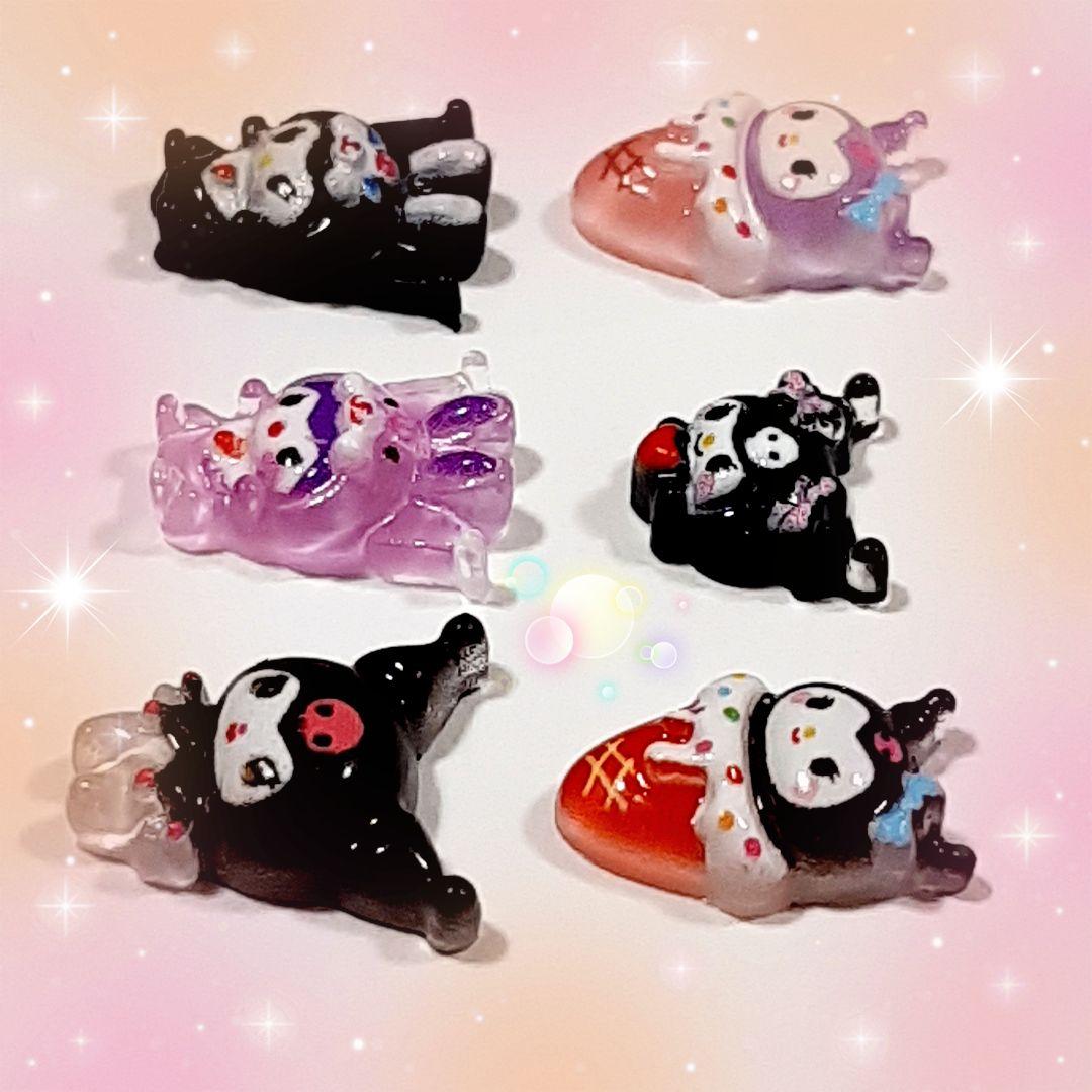 クロミ ネイルパーツ 6種類 キャラクター 黒 紫 着ぐるみ デコパーツ