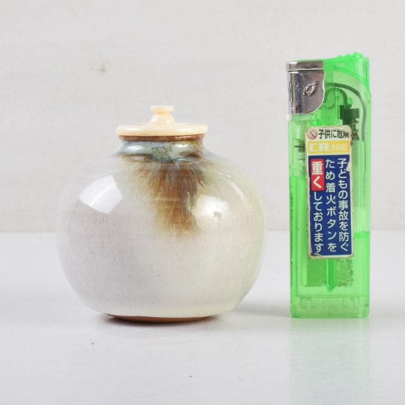 よりまき様専用 茶道具 板谷波山作 素釉 茶入 仕覆付 共箱 D 9192