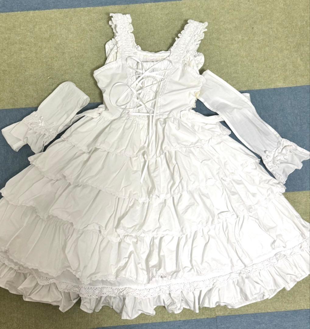 ANDROMEO ホワイト ジャンパースカート 白ロリ - メルカリ