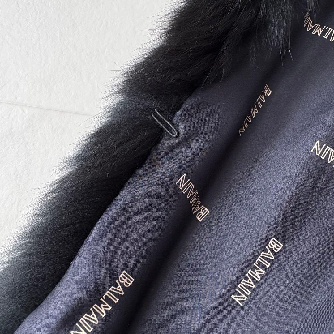 最高級✨《バルマン》カシミヤ100% フォックスファー 裏地シルク ポンチョ