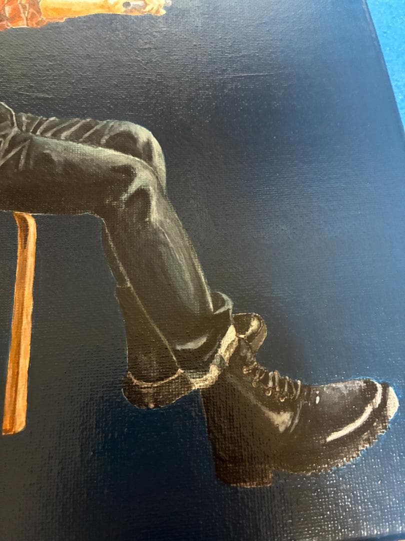 アクリル画 月と桔梗 アクリル画 月と桔梗