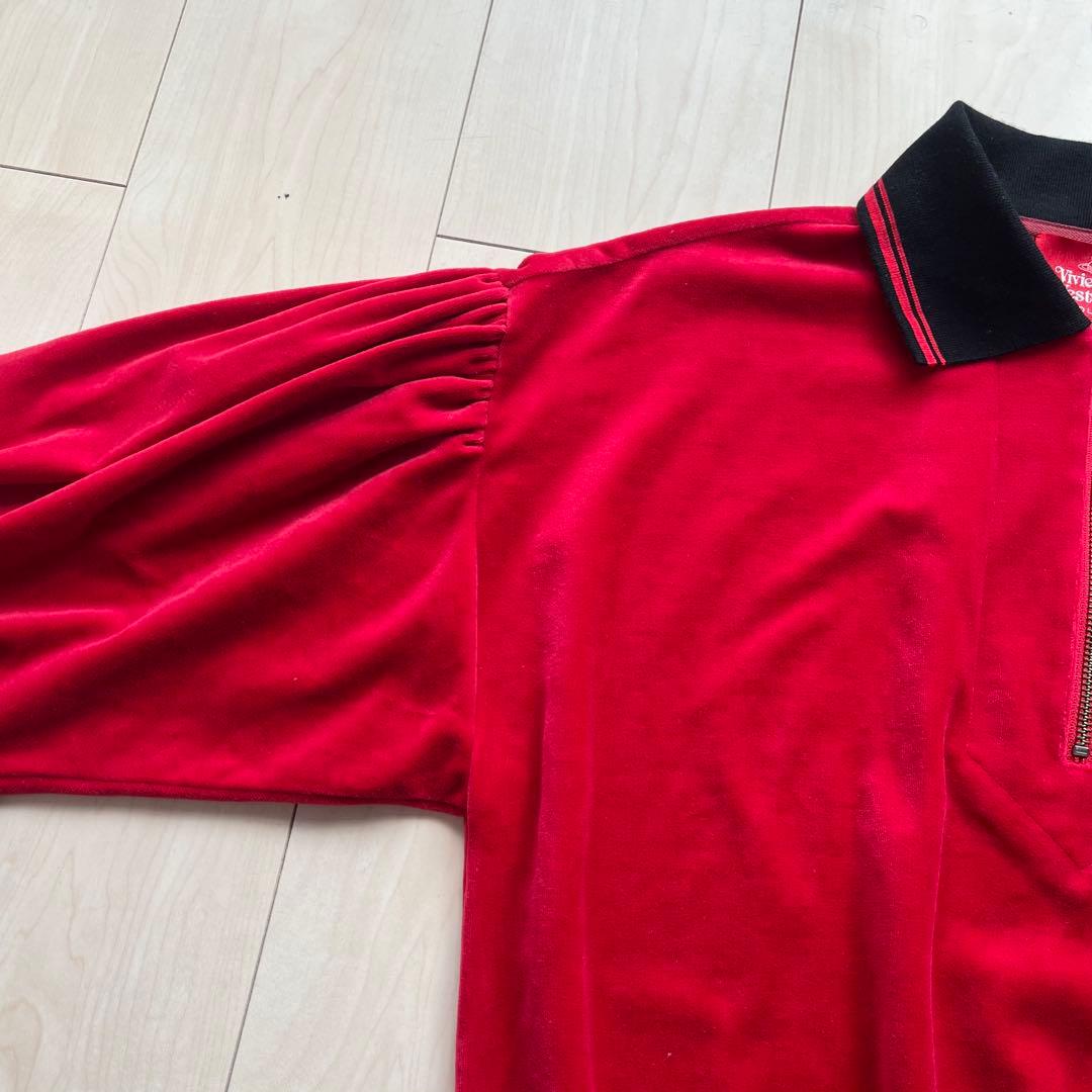 ヴィヴィアンウエストウッドレッドレーベル ベロア ハーフジップ