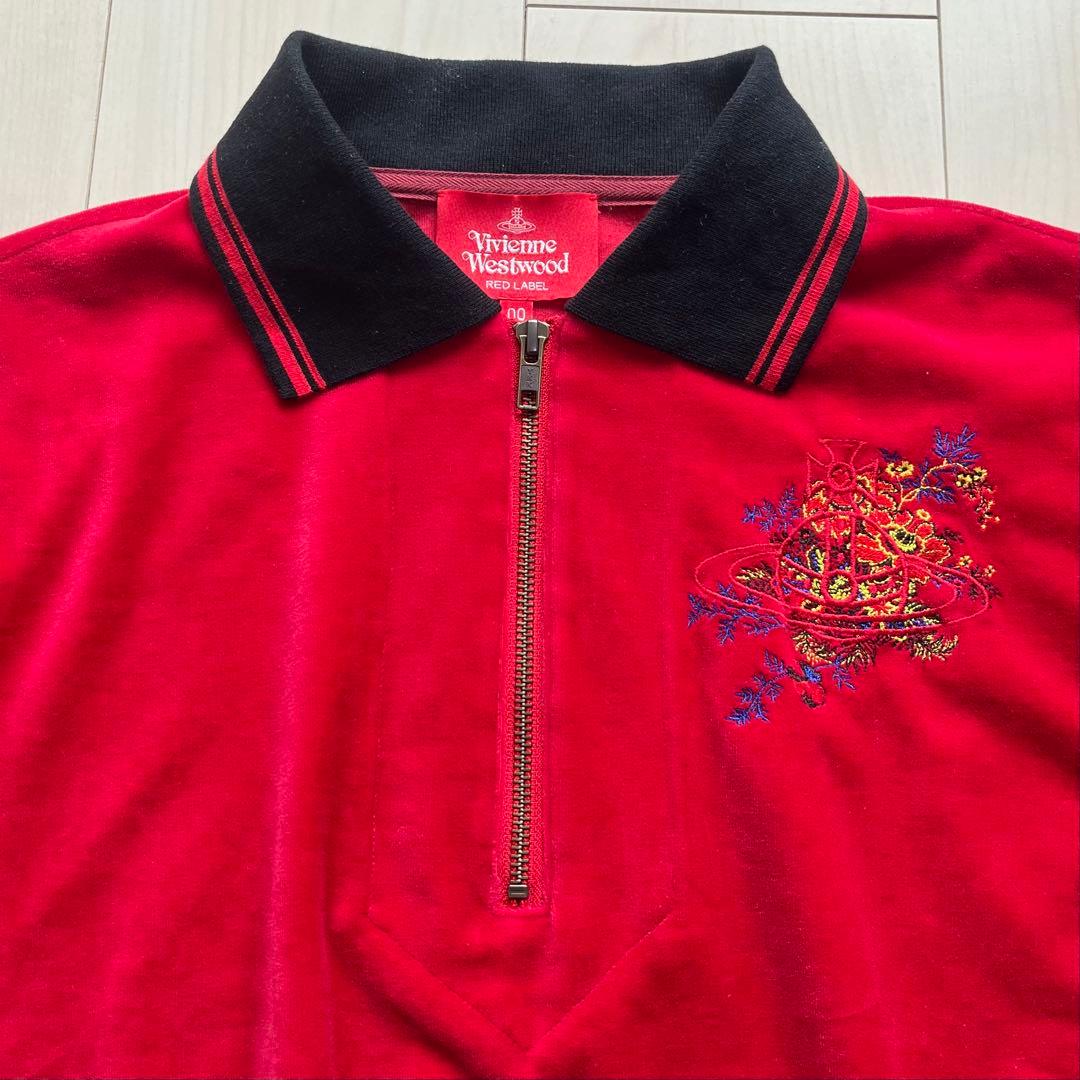 ヴィヴィアンウエストウッドレッドレーベル ベロア ハーフジップ