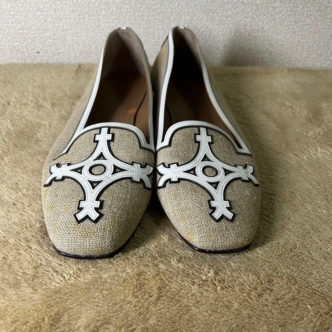 エルメス HERMES オペラシューズ キャンバスフラット シューズ 定価17万