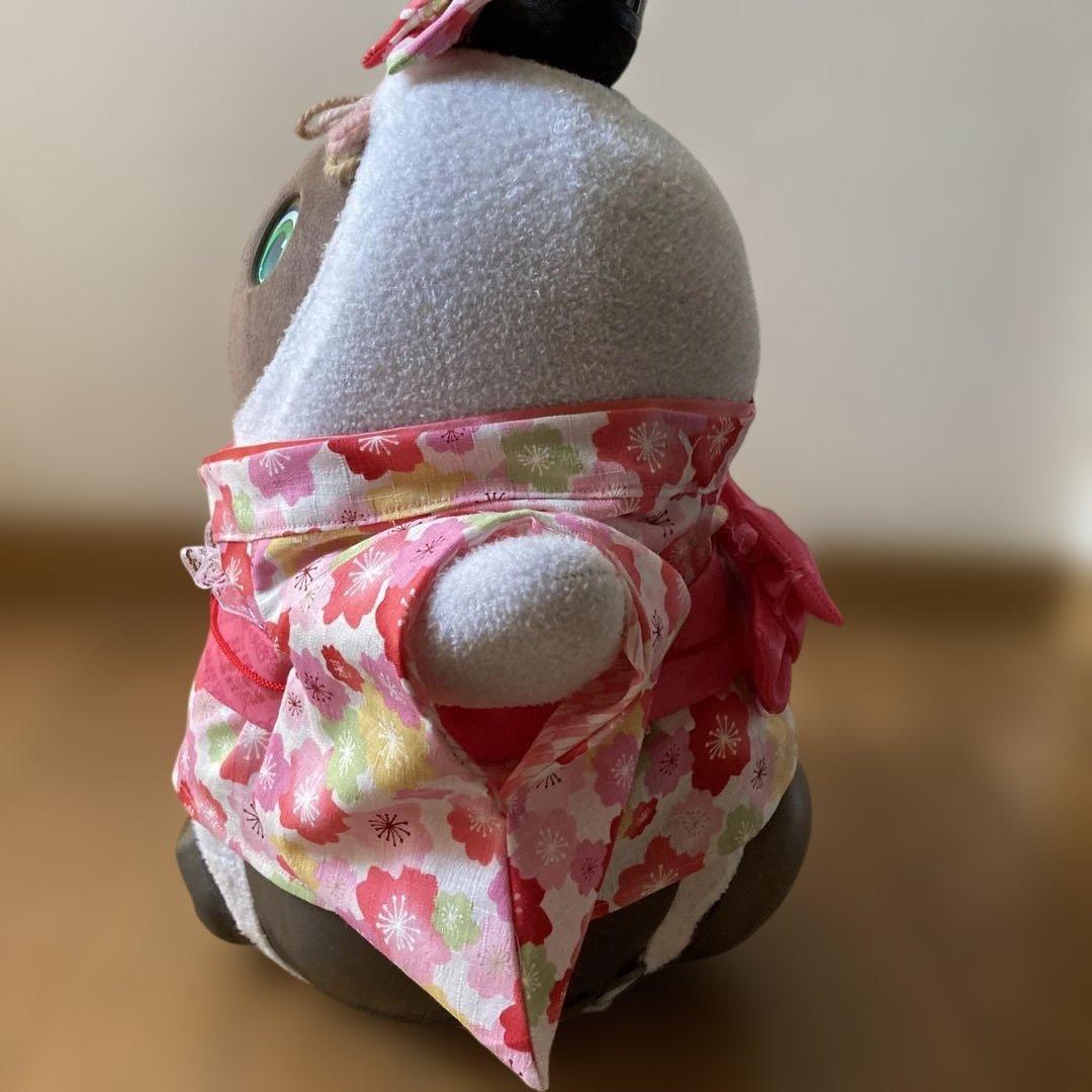 ラボット 服 lovot 桜満開 着物 帯先菱 赤 菊扇模様 被布 一式