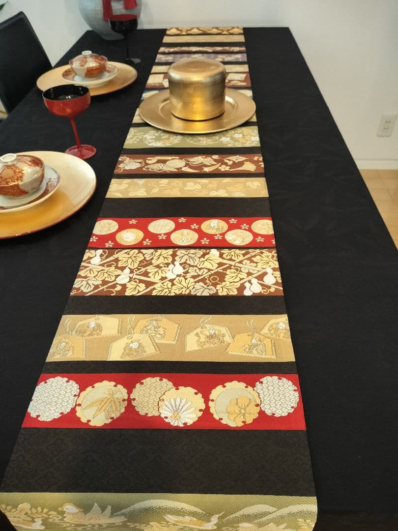 A906高級‼️ひな祭り‼️七福神‼️袋帯テーブルランナー