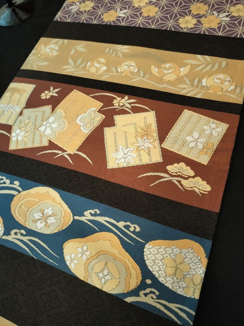 A906高級‼️ひな祭り‼️七福神‼️袋帯テーブルランナー