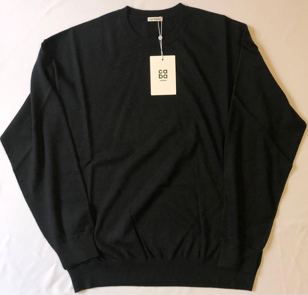 cash & barba ウーステッド カシミヤ 150 クルーネック 黒 4 - メルカリ