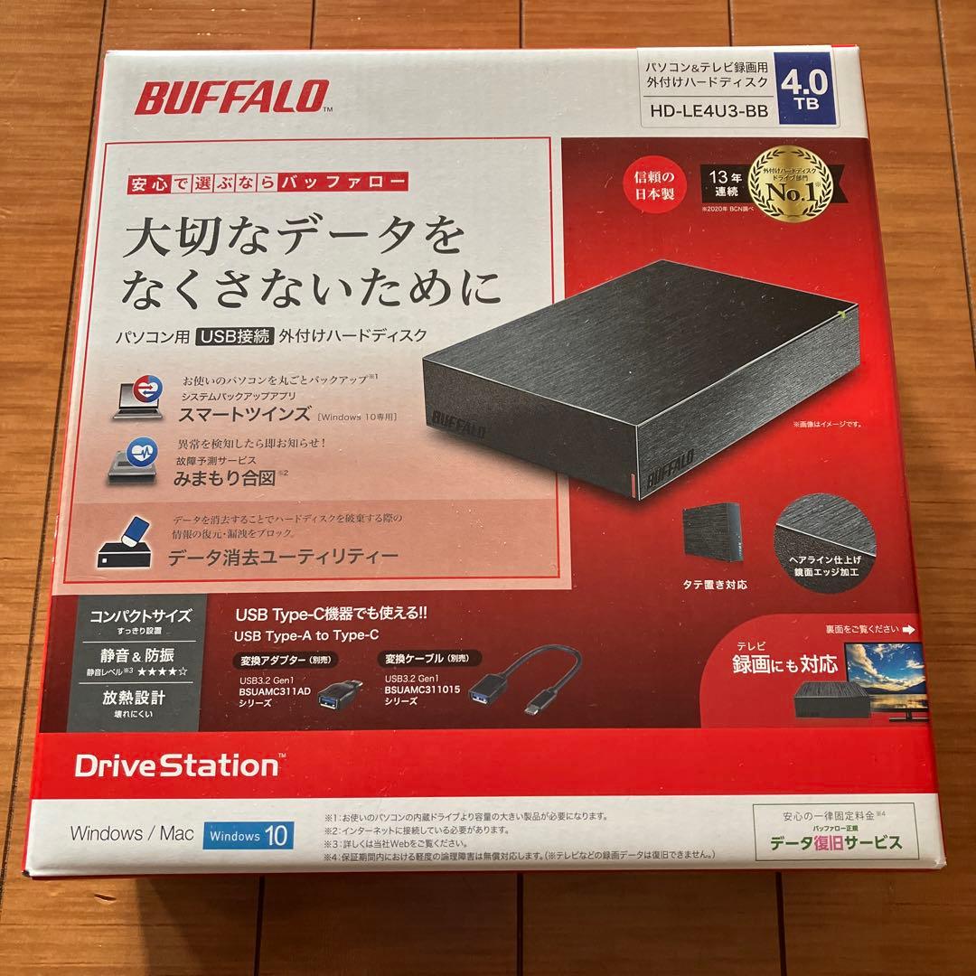 BUFFALO HD-LE4U3-BB 4TB 外付けハードディスク バッファロー 外付けHDD 4TB HD-LE4U3-BB USB3.2（Gen.1）対応