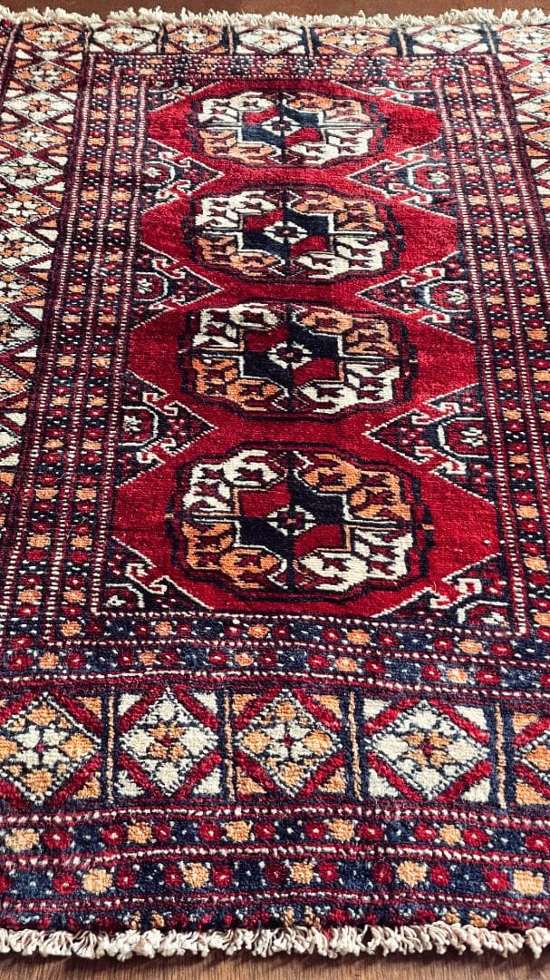 月末セール】 115×72アフガニスタントルクメン手織りヴィンテージラグ