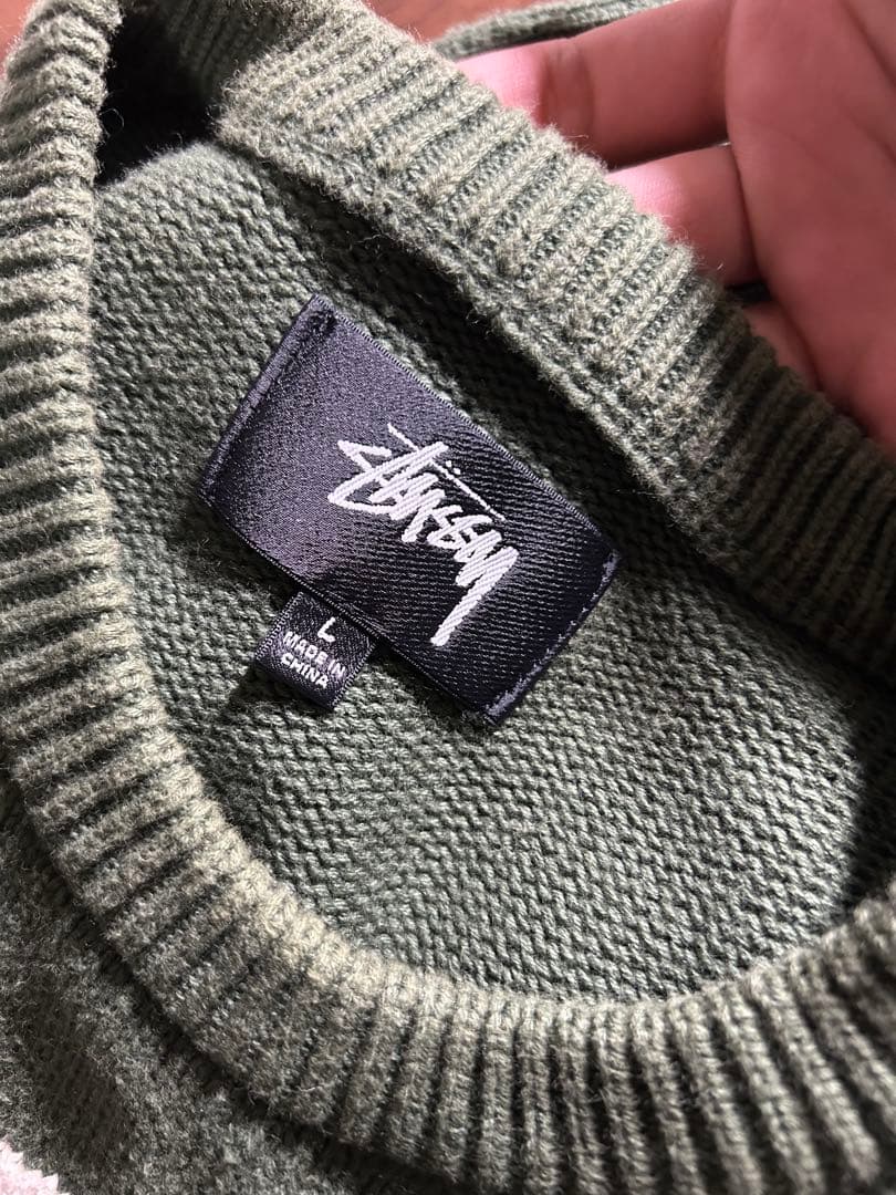 Stussy スワールロゴ ニットセーター Lサイズ - メルカリ