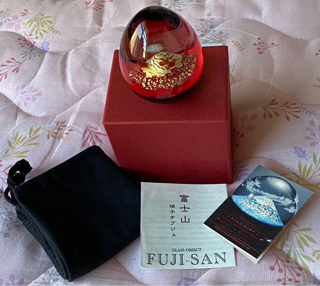 ⚛️ガラス作家＊ノグチミエコ⚛️ ガラスペーパーウェイト 赤富士