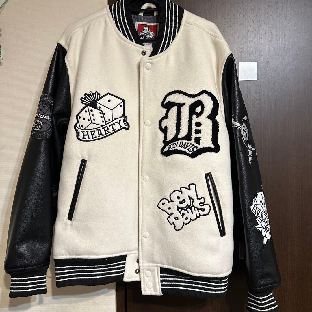 BEN DAVIS スタジャン Lサイズ ホワイト/ブラック【お値下げ交渉可