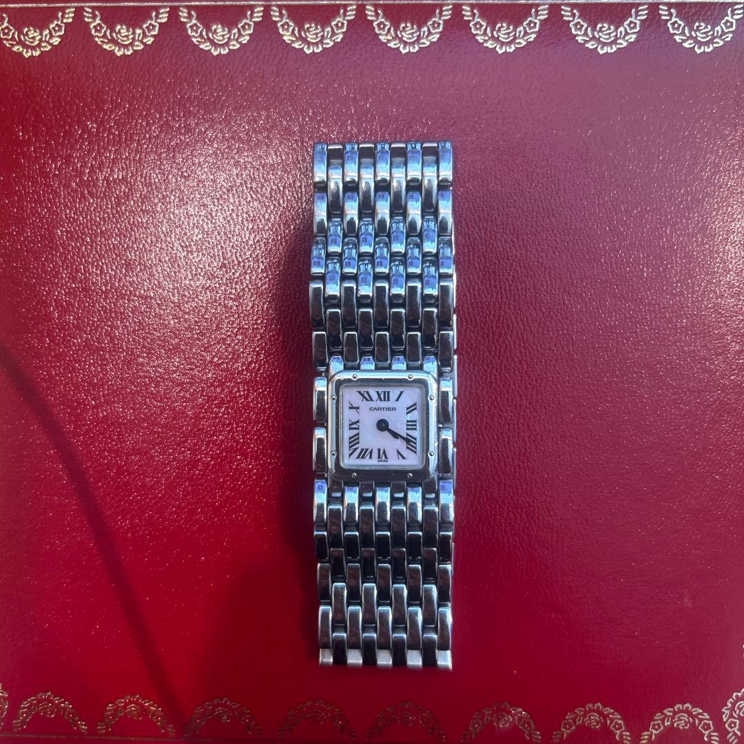 カルティエ リュバン　美品　レア　時計 カルティエ パンテール リュバン 白シェル文字盤 QZ 時計｜ブランド