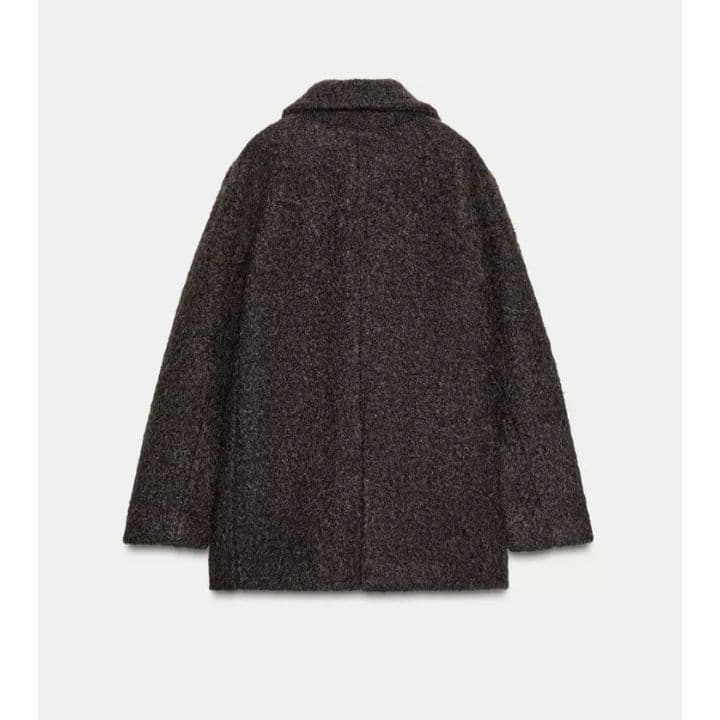 最終値下 ZARA ブークレダブルブレストミディ丈コート S ダーク