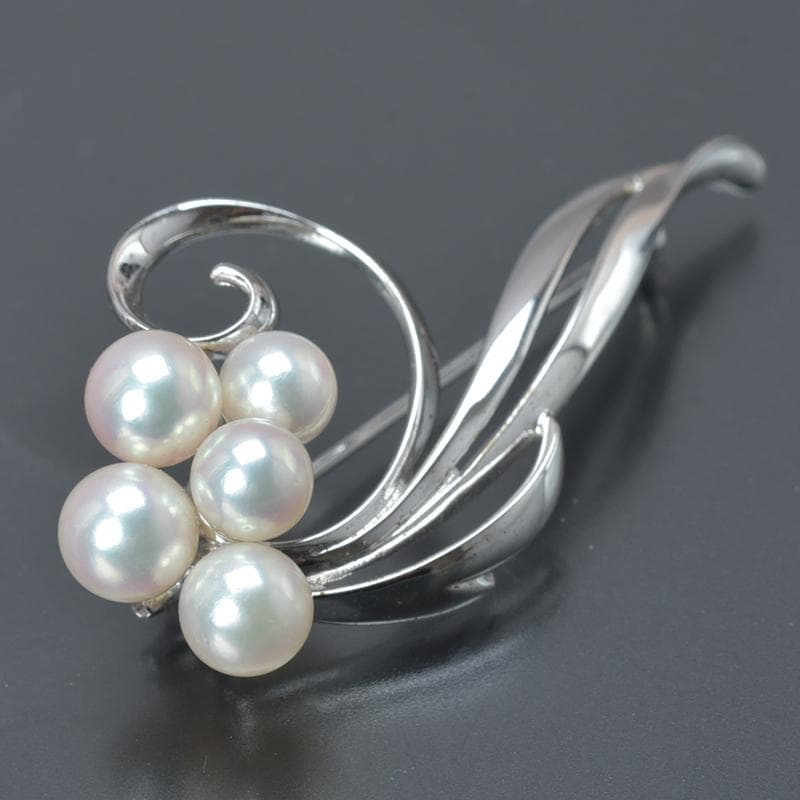 美品◇ミキモト あこや真珠 ブローチ パール6.8mm 6.8g 全長5.1cm
