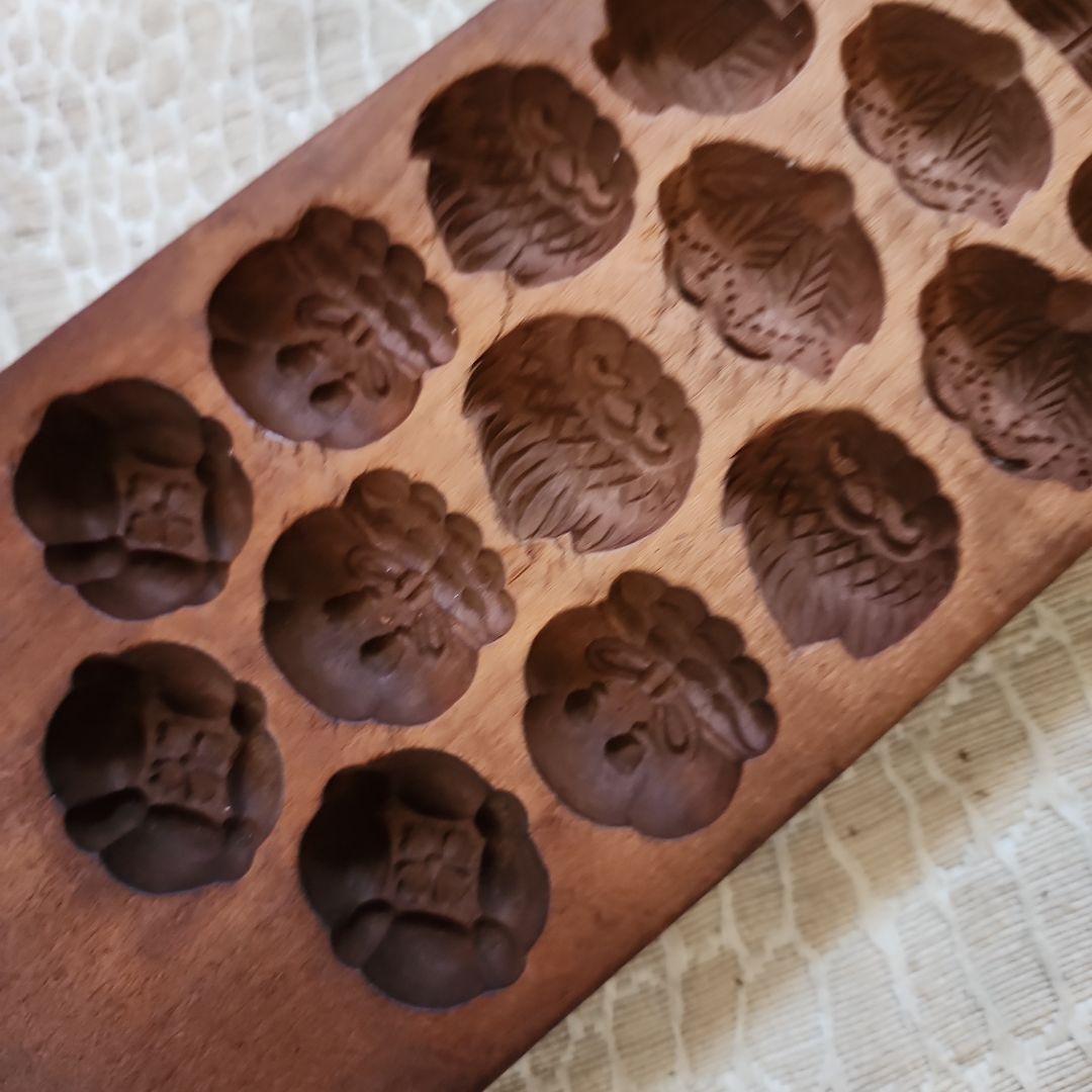 砂*薇様 菓子木型-204 古い 木型 菓子型 和菓子 木製 古道具